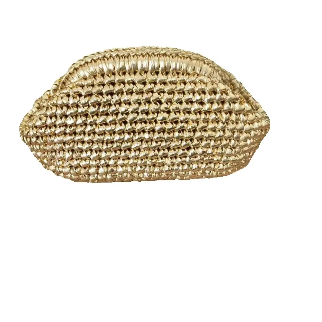 حقيبة بمشبك كروشيه من القماش المعدني، حقيبة منسوجة يدويًا تحت الإبط، حقيبة فضية لامعة متوسطة الحجم #6