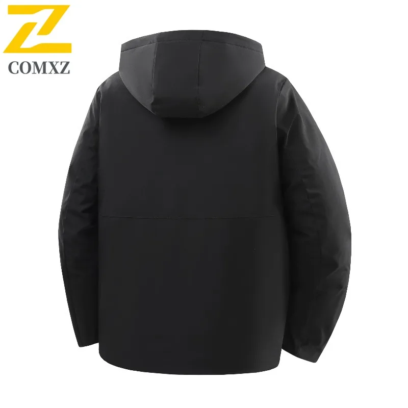 COMXZ Outdoor Adventure Giacca imbottita da uomo con cappuccio Parka caldo ispessito da viaggio casual Abbigliamento invernale leggero resistente al freddo
