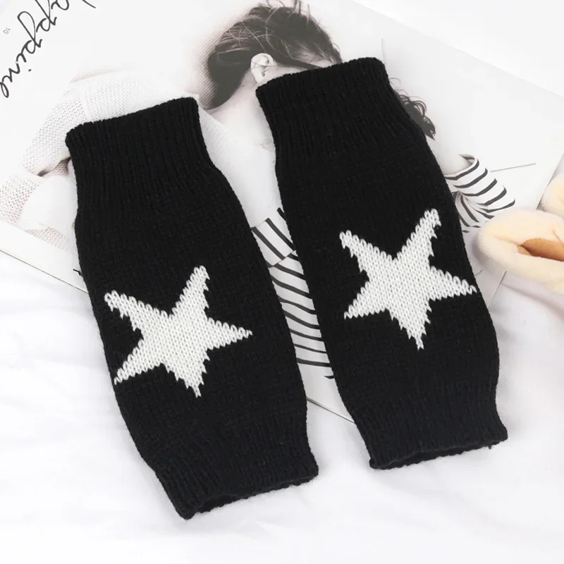 

Knitted Half Finger Gloves Women's Warm Soft Winter Mittens for Girl Guantes Y2K Sleeve Girls Lolita Goth Fingerless Gloves