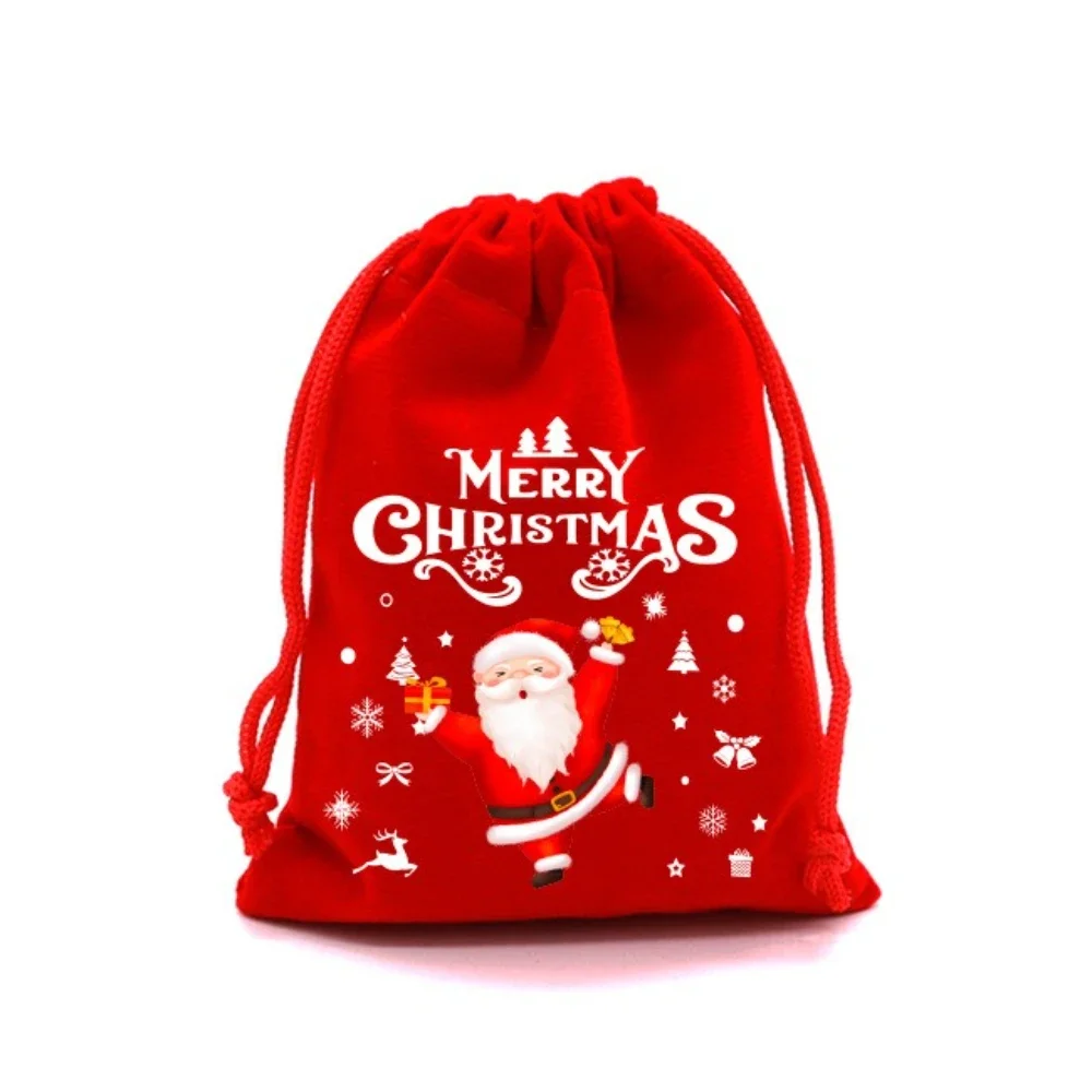2025 bolsas de terciopelo de Navidad bolsa de dulces con cordón bolsa de embalaje de regalo verde rojo bolsa de galletas de fiesta bolsas de almacenamiento de Navidad Año Nuevo 2026
