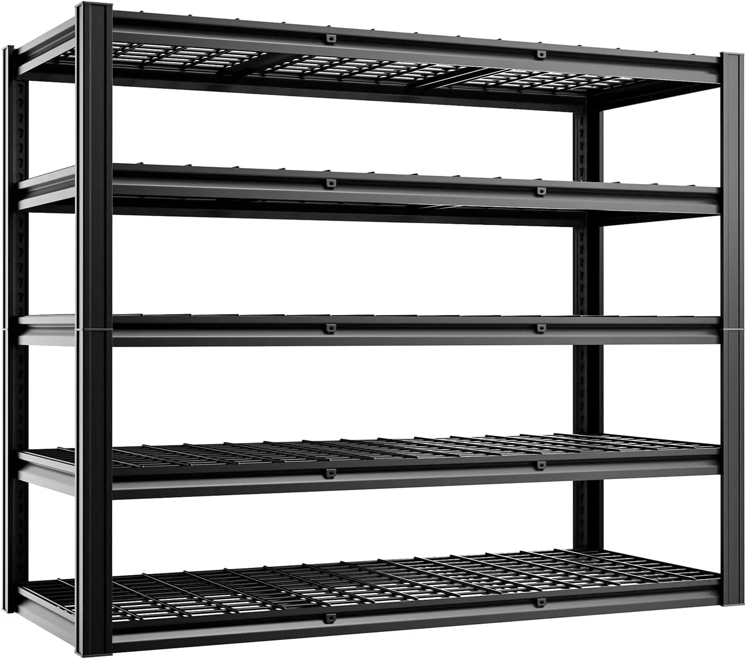 5-Tier 60”W x 24”D x 72”H Garage Shelving 5-Tier Storage Shelves 3000LBS Heavy Duty Metal Shelf Adjustable Rack Units Suitable f