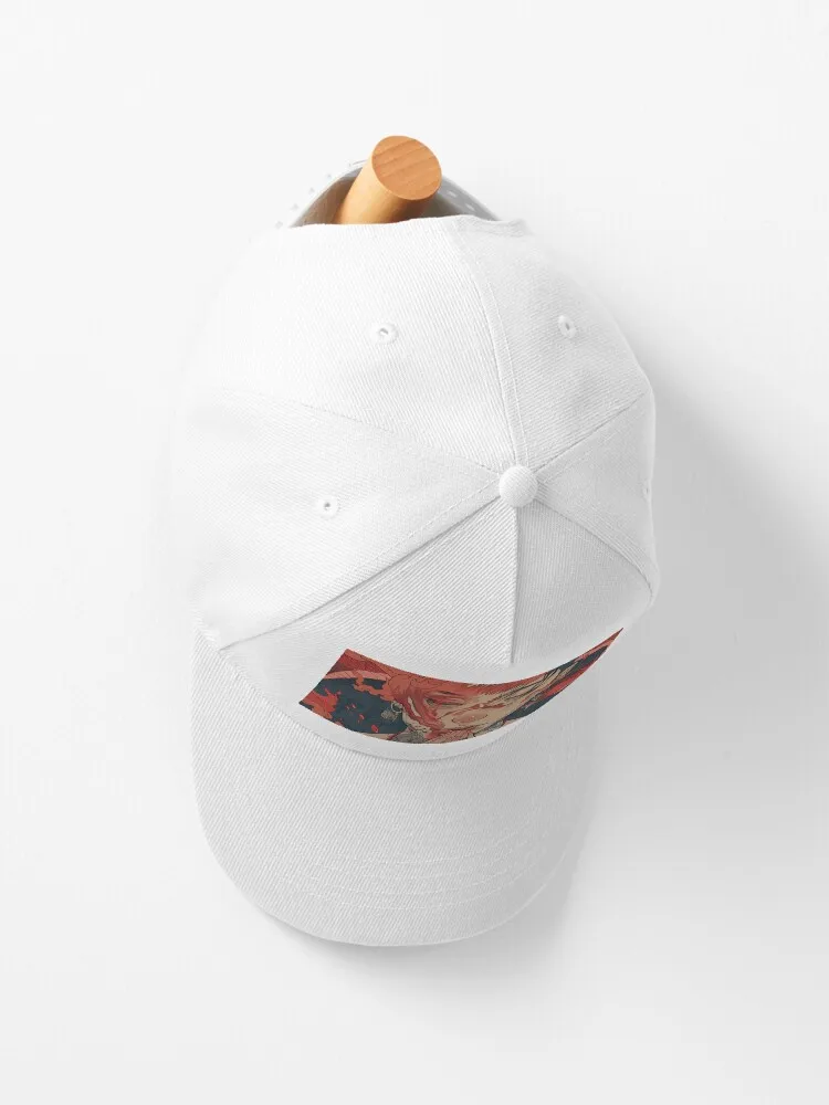 Red Rebellion's Embrace: Anime-Inspired Illustration Cap  Retro Washed Cotton Snapback Sun Visor Caps