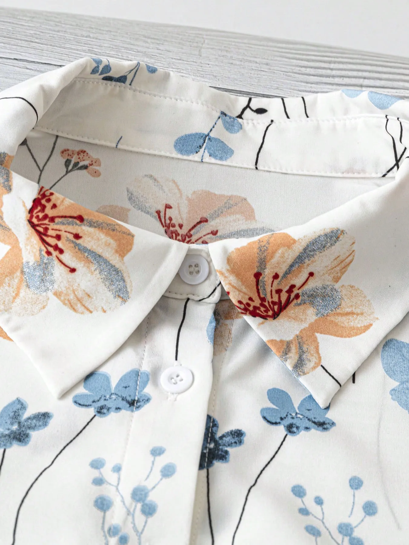 Women's Plus-Size Elegant Printed Button-Down Shirt – Summer Vacation Lapel Half-Sleeve Top image 5