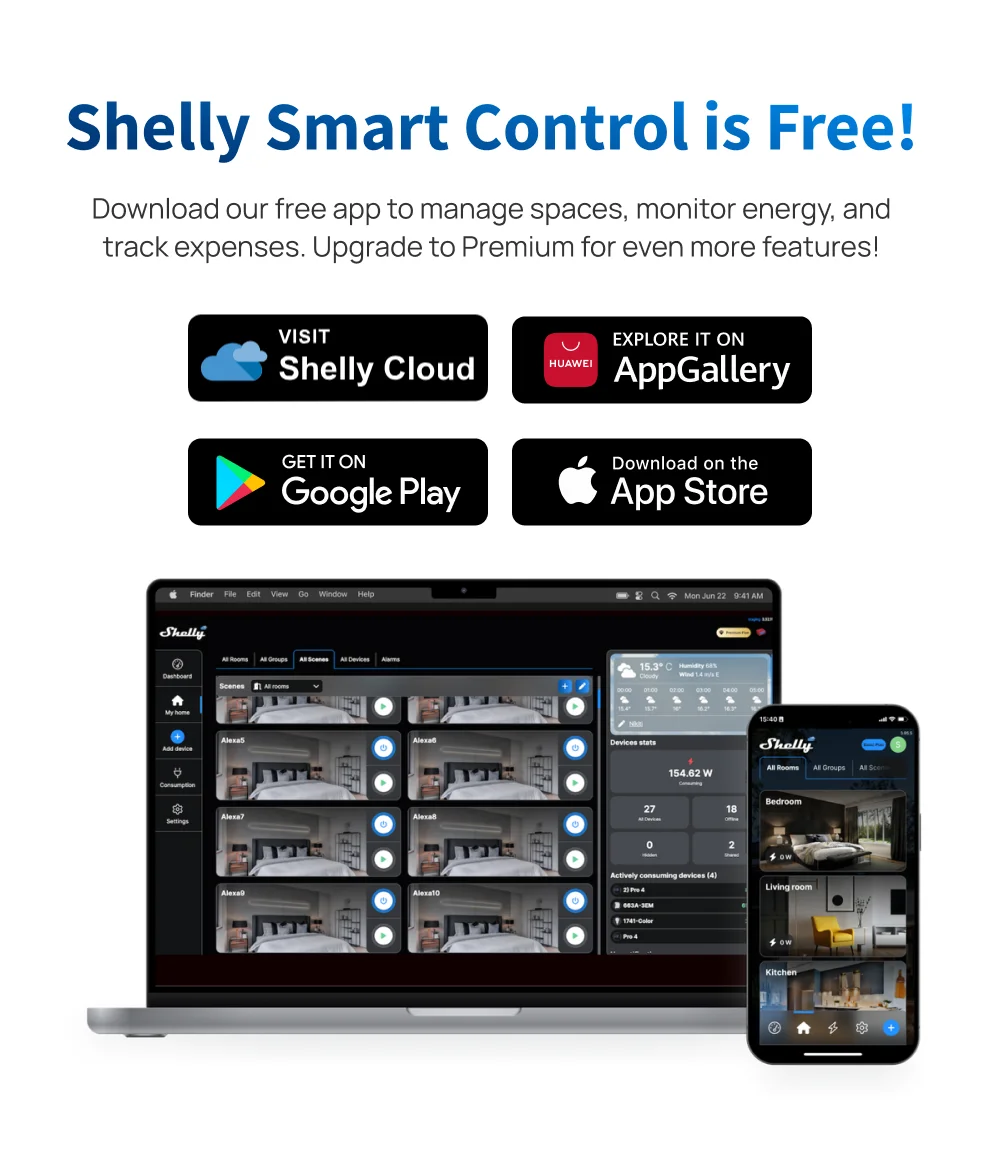 Shelly 1 Gen4 Zigbee Dry Contact Wifi Smart Switch Matter For Controlling Lights Apps Garage Doors Works with Apple Homekit