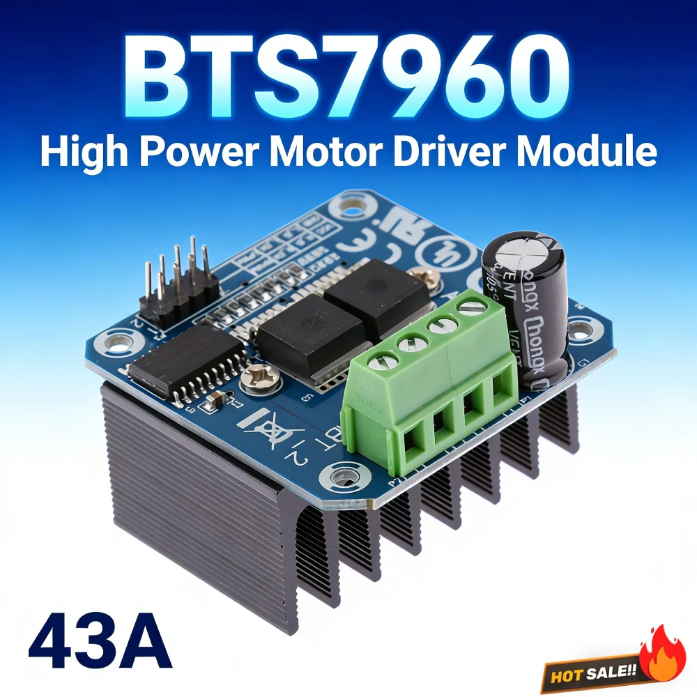 High Current 43A Double BTS7960 H Bridge Motor Driver Module Overcurrent Protection for Smart Robot Car