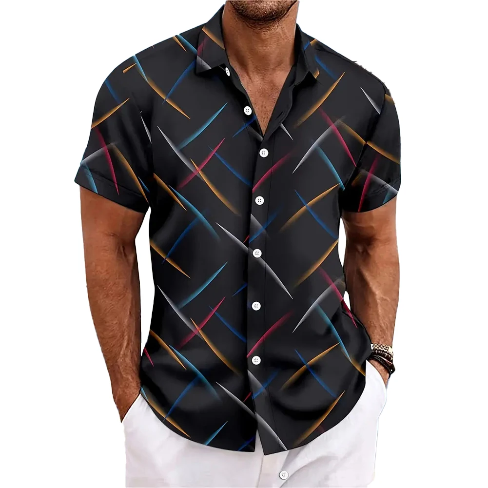 

Beach Tops Shirts Party Summer Holiday Daily Hawaiian Polyester Print S-XL Short Sleeve Button Down Collared Male