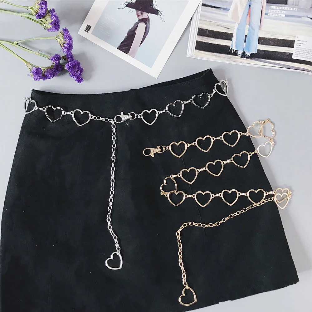 Accessories Belt Hollow Love Heart Metal Women Waistband Pants Chain Waist Chain Heart Belts