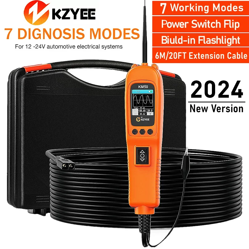 

KZYEE KM50 Car Circuit Probe Kit 12V 24V Auto Electric Circuit Tester Fuel Injection Circuit Power Scan Tools PK PS100 OS2600