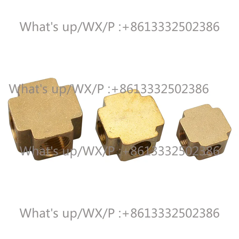 Pneumatic brass 1 point 2 point 3 point three-way four-way DN6/8/10 three-wire threaded acces-sories 4pcs Sq-uare inner wire