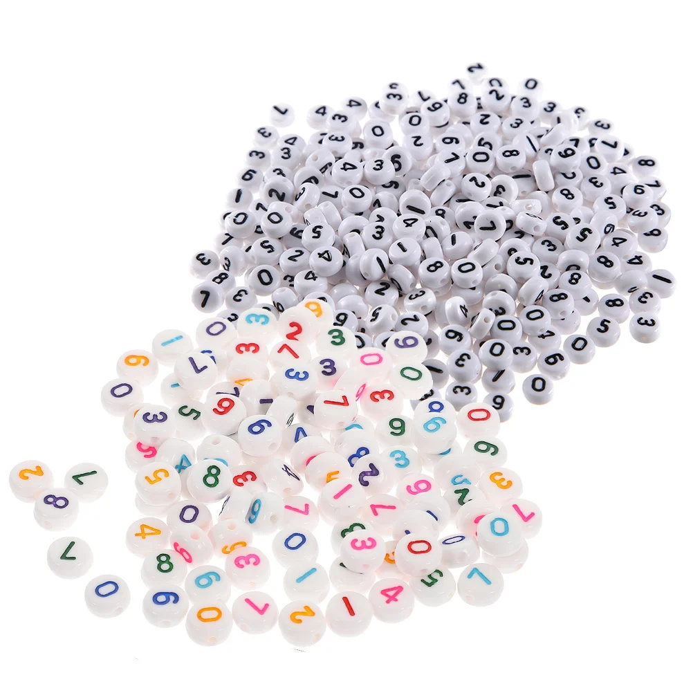 

200pcs Number Beads for Bracelet Making Acrylic Loose Beads DIY H made Crafts Accessories Scatter Bead Jewelry Tool