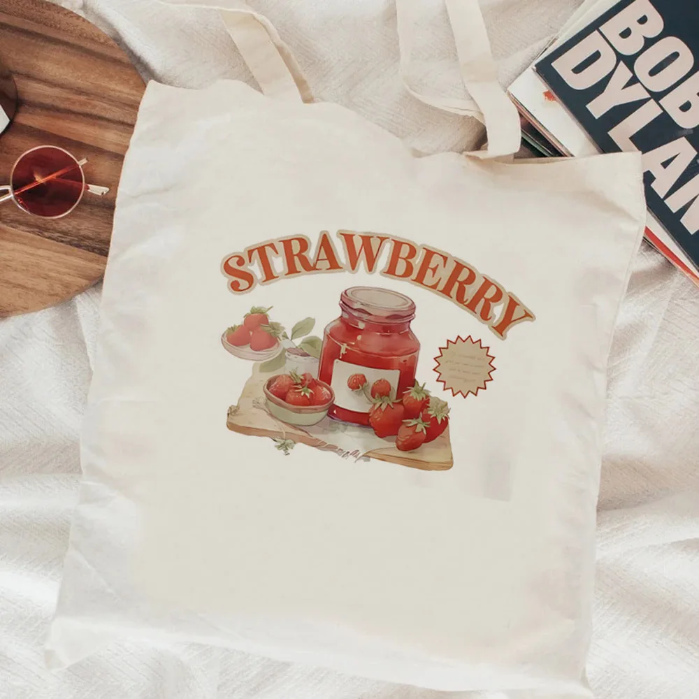 Strawberry Shopping Bag Bolsa Reusable Jute Bag Cotton Shopping Grocery Bag Reciclaje Cloth Foldable Boodschappentas Grab