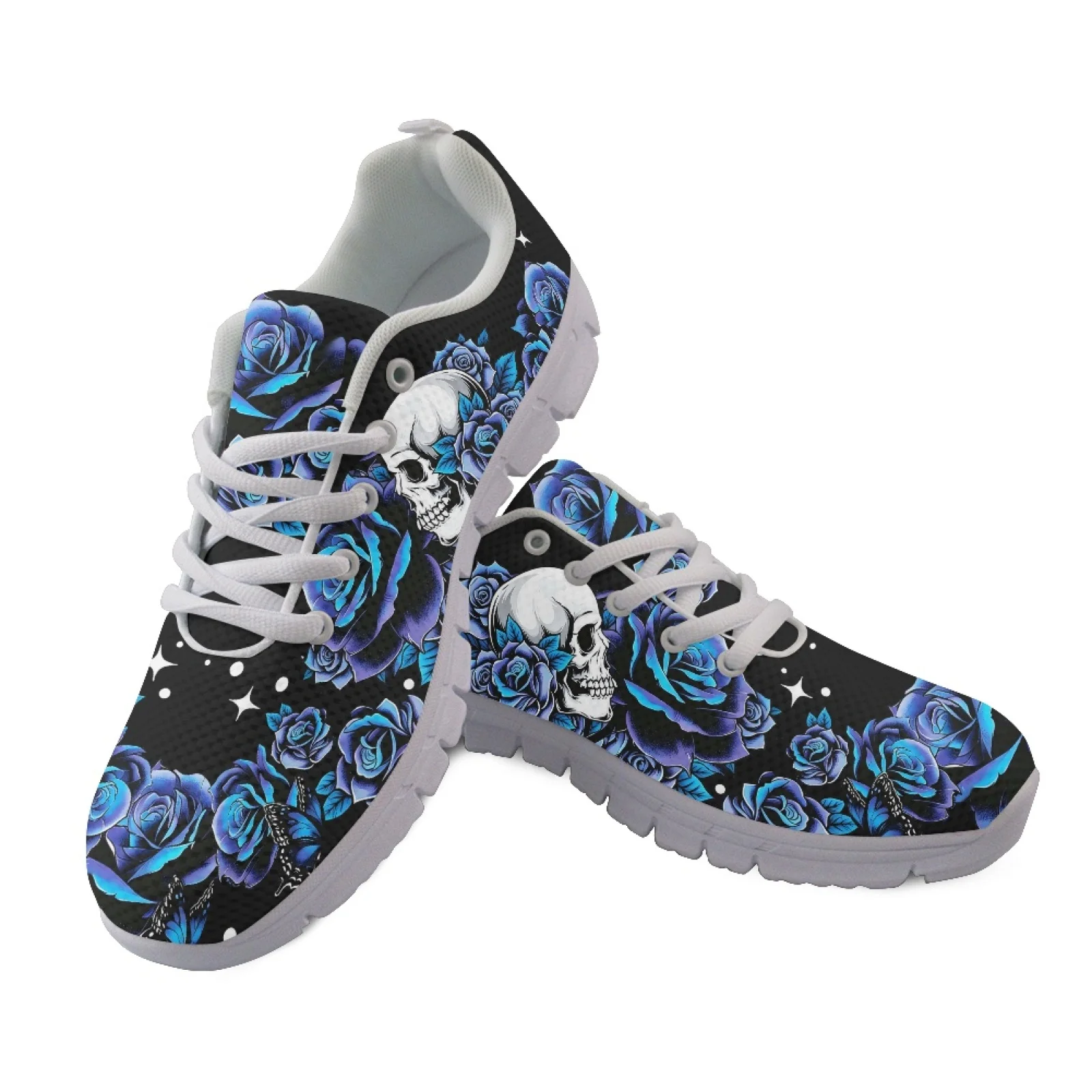 Coloranimal Rose Skull New Arrival Comfortable Tennis Shoes for Men Mesh & EVA Sole Athletic Shoes Sports Trainers