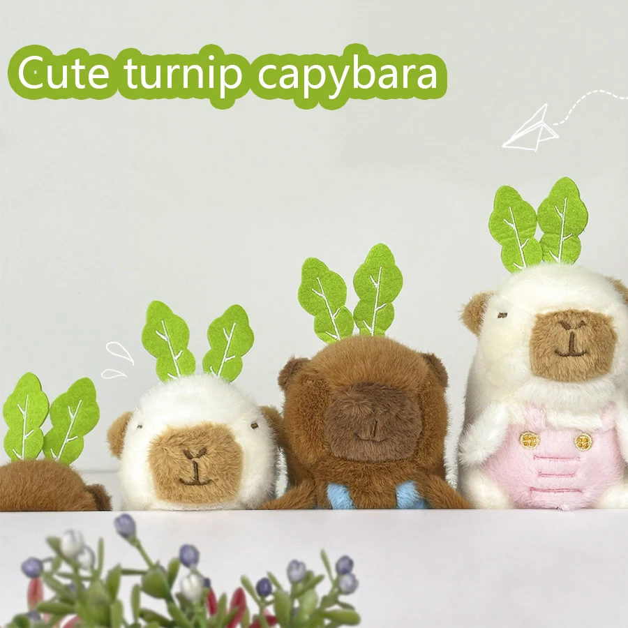 4pcute radish capybara plush pendant kawaii kapibala children's toys doll dolls couple keychain pendant girlfriends school gifts