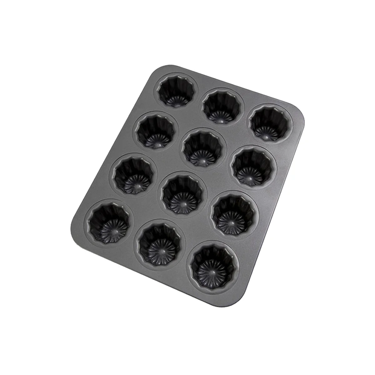 12-Cavity Canele Mold Cake Pan Non-Stick Canele Muffin Bakeware Cupcake Pan for Oven Baking Pudding Molds