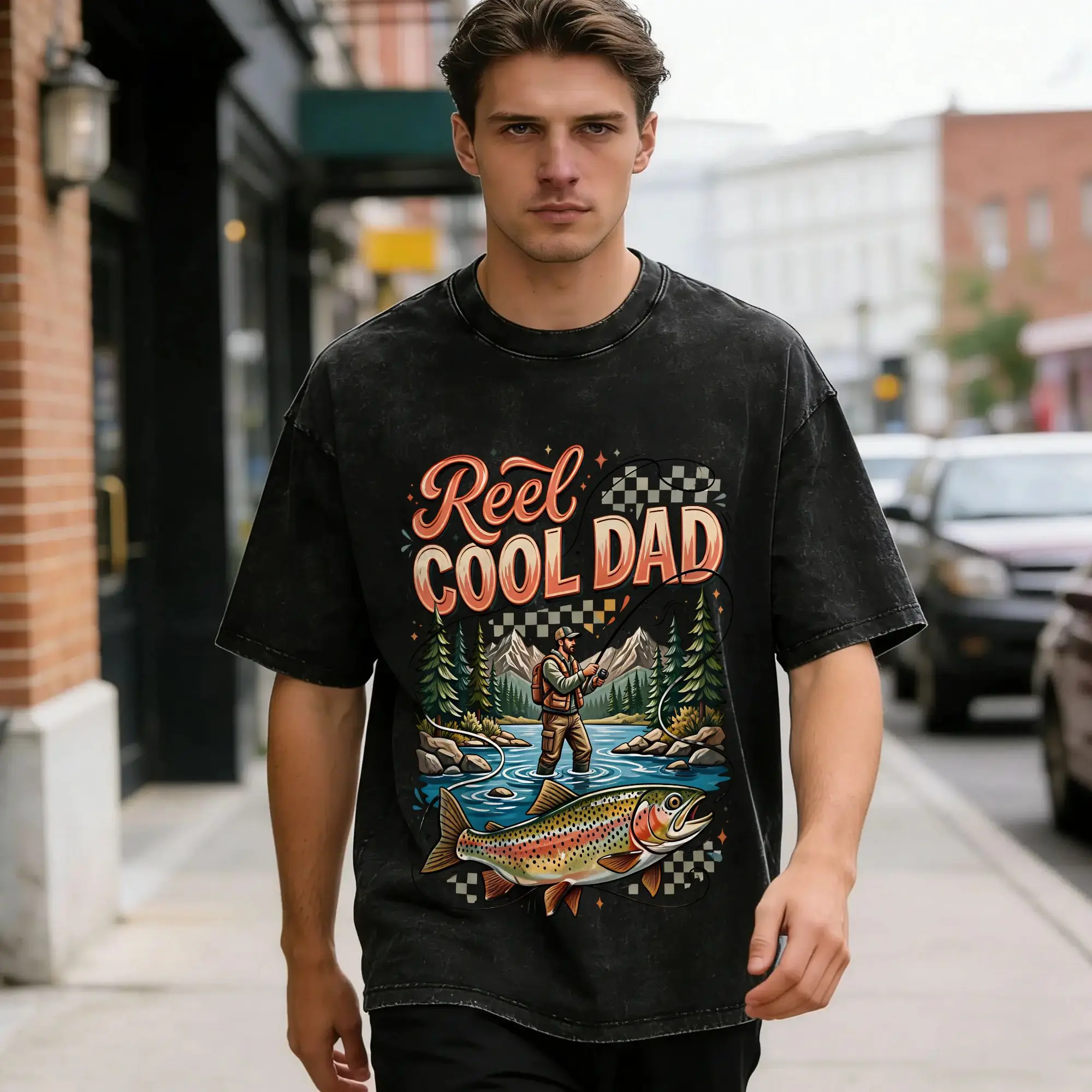 Fly Fishing T-Shirt Summer Reel Cool Dad Streetwear T-Shirts Cotton Harajuku Tee Shirt For Man Short Sleeve Loose Top Tees