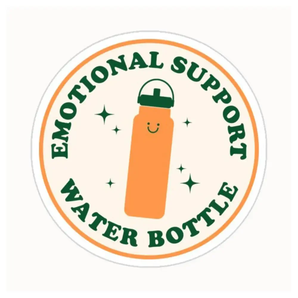 Emotional Support Water Bottle Sticker Orange And Green Waterproof Stickers For Decorating Car