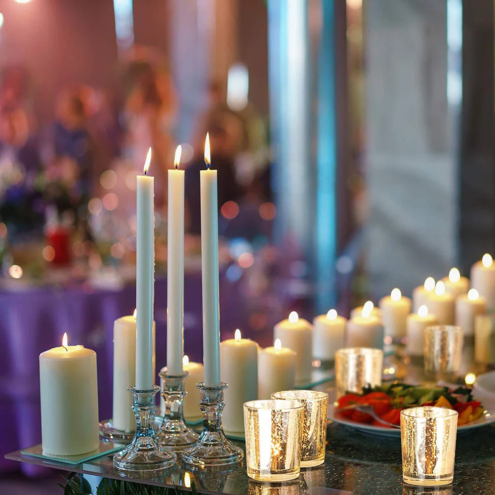 

4Pcs Glass Tealight Holder Plating Spot Design Sturdy Thickened Cup Body for Wedding Birthday Home Party Decoration