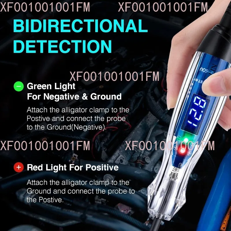 Automobile test light maintenance 3-60V digital bidirectional display test light strip voltmeter automobile circuit detector