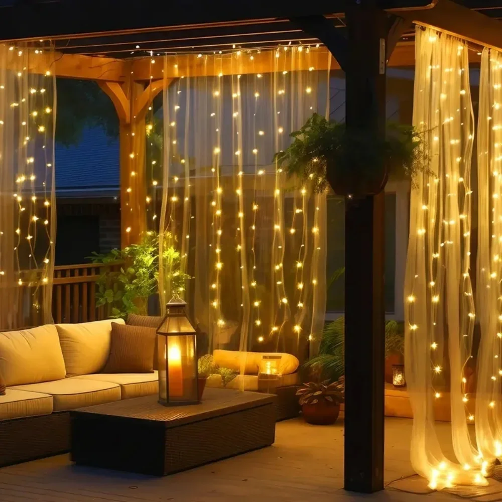 LED 3/6m 8 Lighting Modes Fairy String Light USB Curtain Lights for Christmas Halloween New Year Wedding Party Home Garden Decor