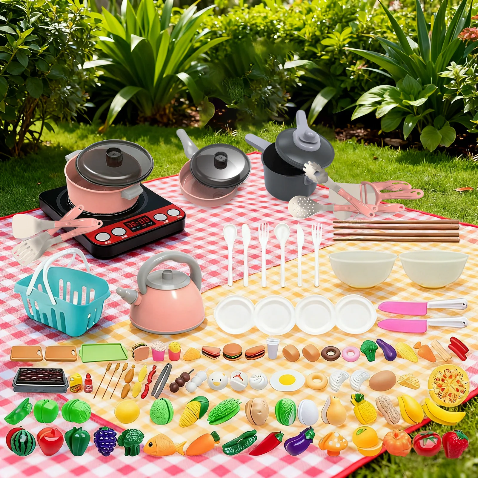 Fingir jogar cozinha 110 peças brinquedos culinários para crianças louça fingir brinquedos para casa sala de aula role play festa viagem