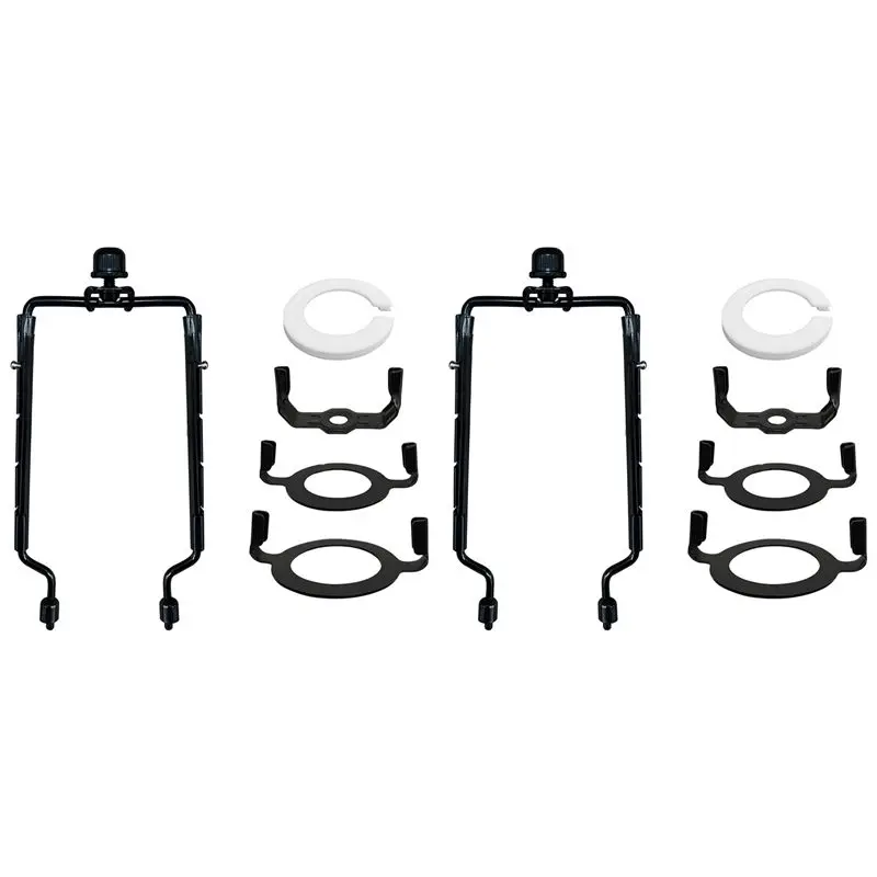 AT29-2Pcs 7Inch Lamp Shade Harp Holder Adjustable Lamp Harp Kit E14,E26,E27 Light Base Adapter Black Horn Lampshade Bracket