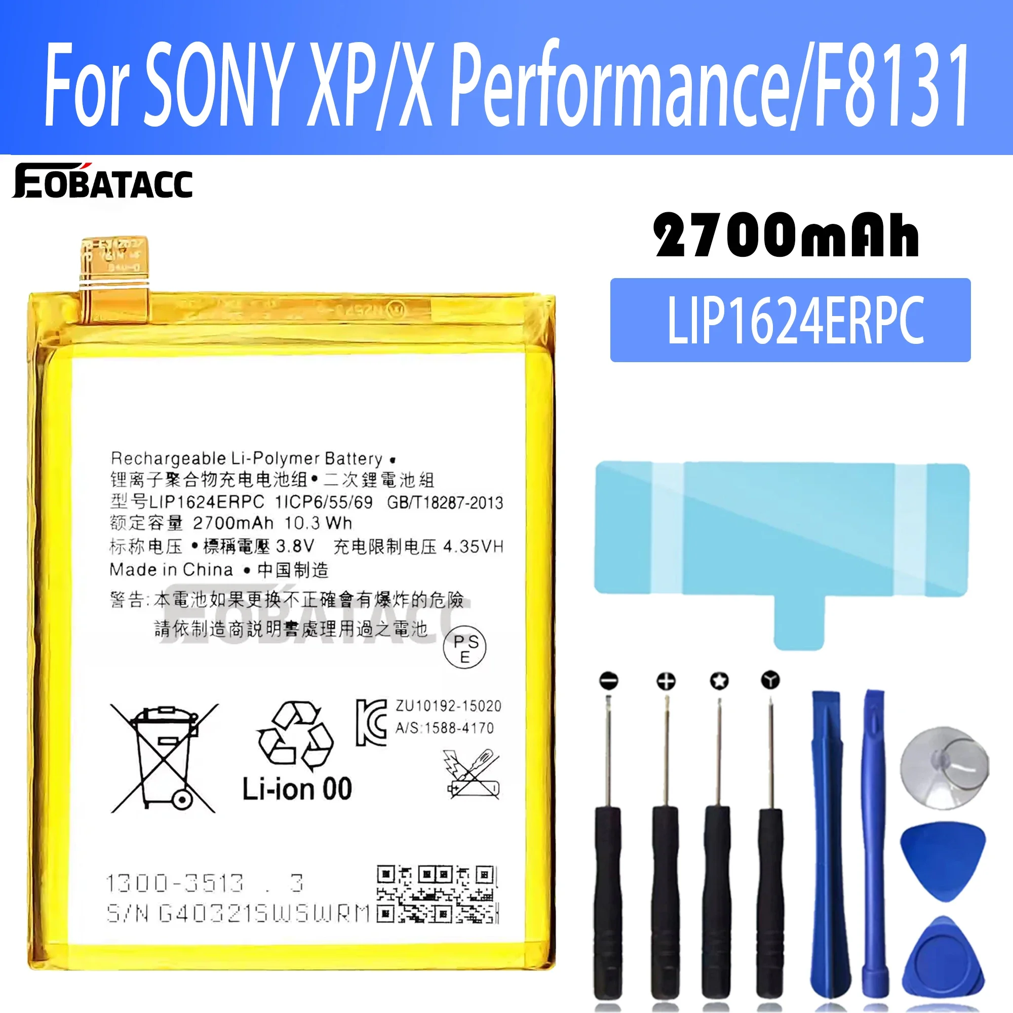 

100% New Original Battery LIP1624ERPC For Sony XP/X Performance/F8131 Battery + Free Tools