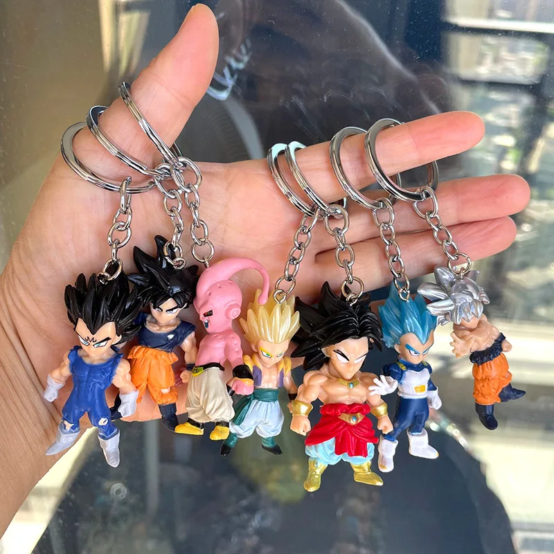 21Pcs/Set Dragon Ball Goku Vegeta Gohan Cell Buu Keychain Figures Super Saiyan DBZ Action Figure Collection Model Toys Kid Gift