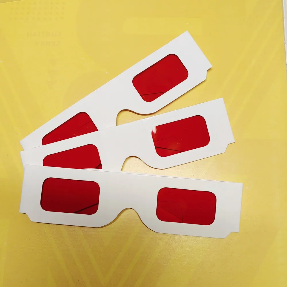 100 teile/los Wiederverwendbare Weiße Papier 3D Gläser Papier Rahmen Rot/Rot Objektiv 3d Decoder Gläser Für Förderung – Detail 3