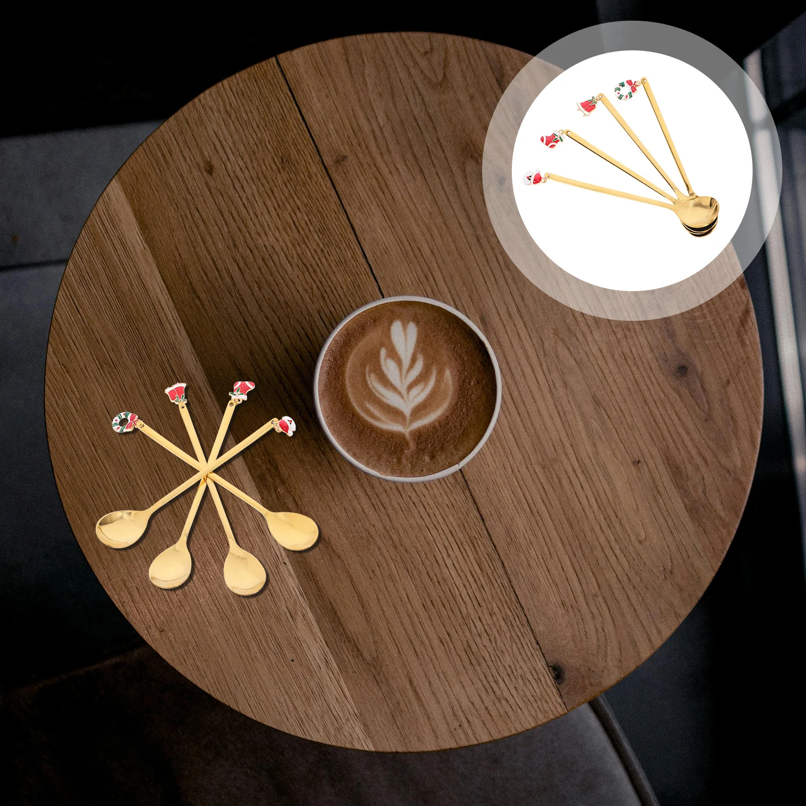 4 stuks roestvrijstalen kersthanger koffie roerlepel xmas dessert theelepels voor ijs taart soep kleine metalen lepels