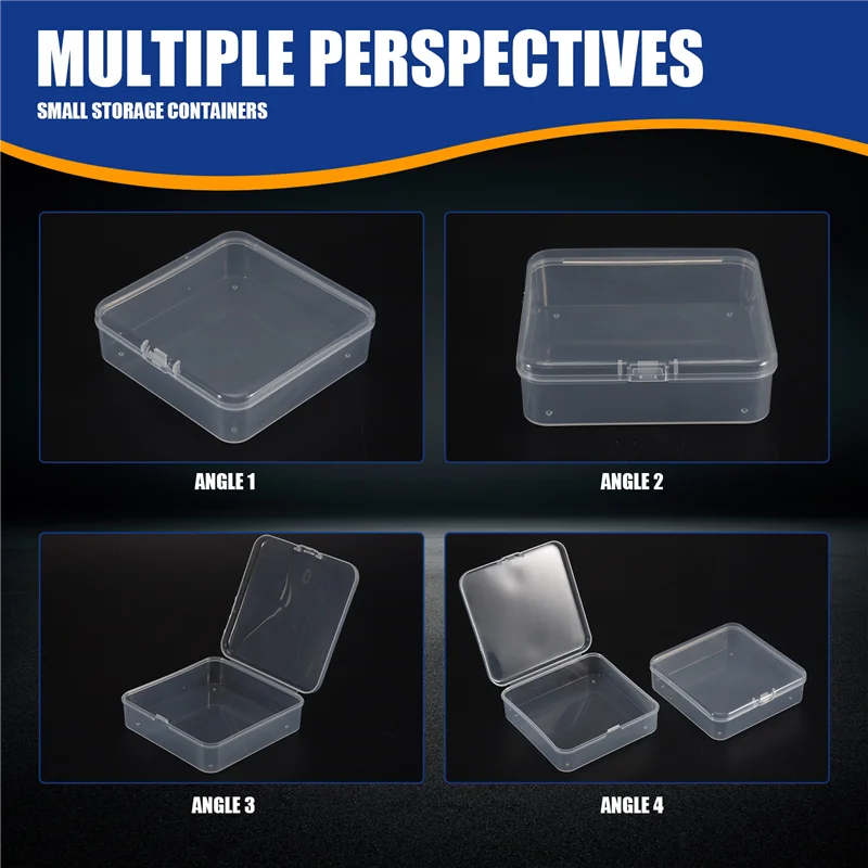 

A36T-24 Pcs Mini Plastic Storage Containers Box, 3.3X3.3 Inches Empty Hinged Box, For Jewelry, Hardware, Game Pieces, Crafts