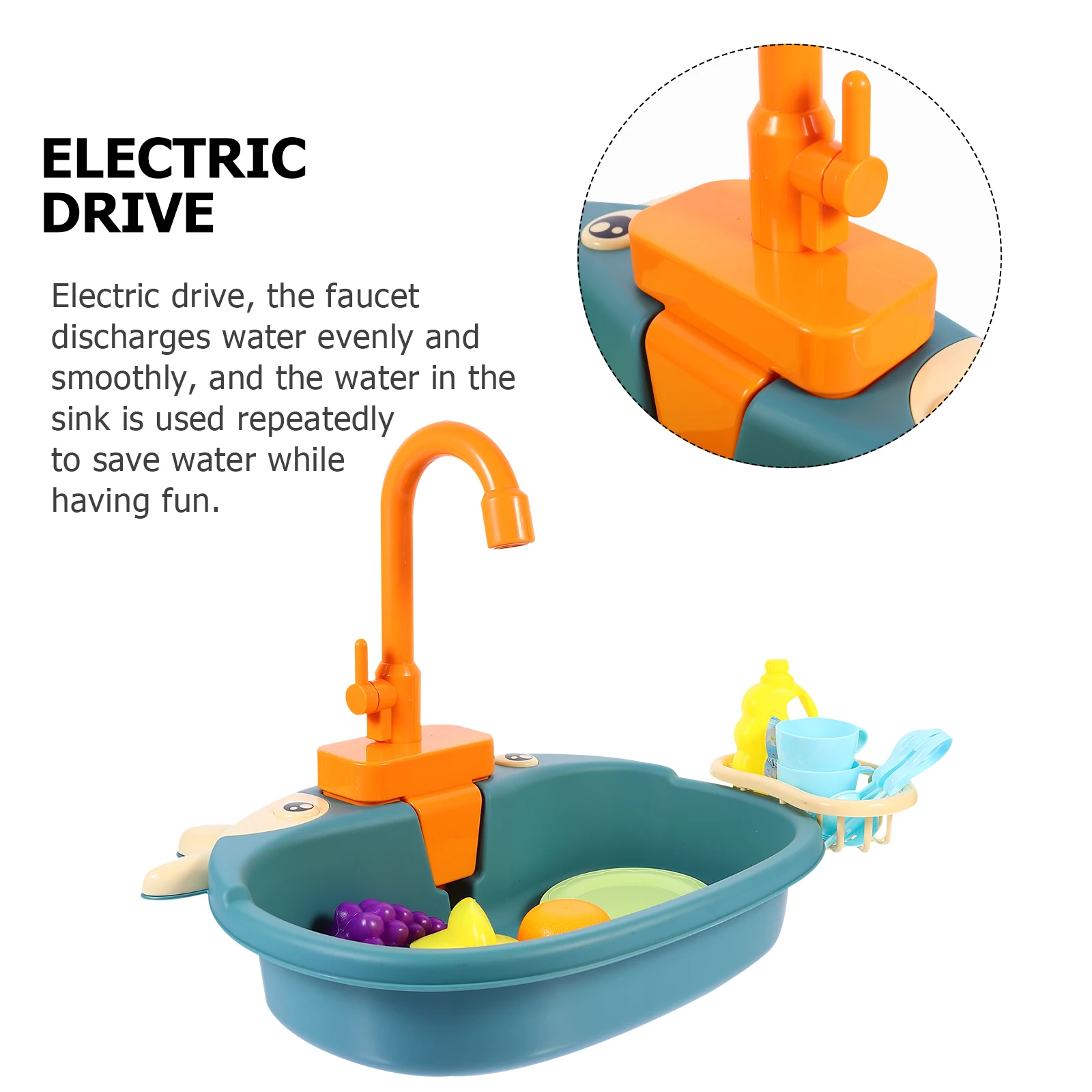 ของเล่นจำลองเครื่องล้างจานแบบอ่างล้างจานไฟฟ้า ของเล่นเสริมพัฒนาการสำหรับเด็ก ของเล่นจำลองครัวพลาสติกสำหรับเด็ก