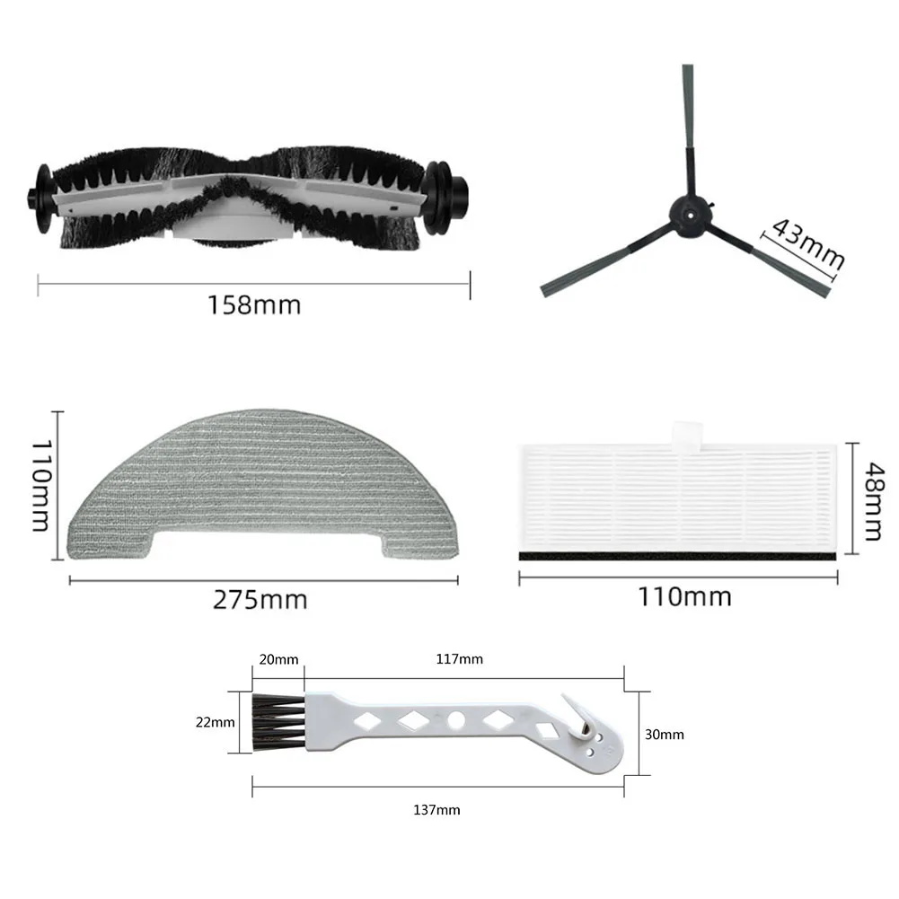 

20 шт. основных щеток, фильтров, салфеток для мытья полов, боковых щеток, чистящих щеток для робота-пылесоса XIEBro HR101 и Vexilar T7 (замена)