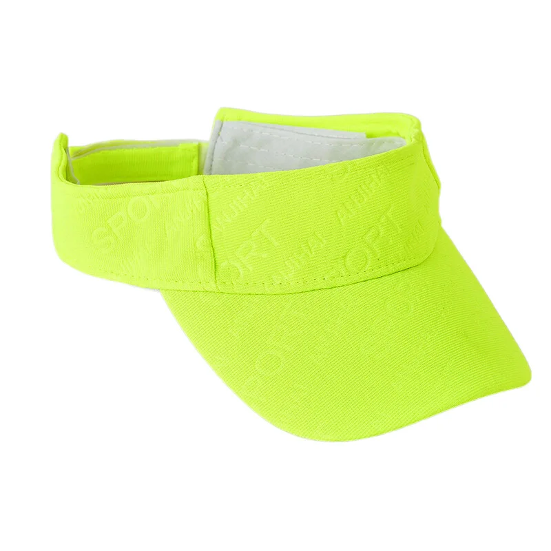 Women Men's Bright Colored Sport Sun Visor Cap Summer Hat Tennis Running Jogging Neon Yellow Hot Pink Orange Black White Grey