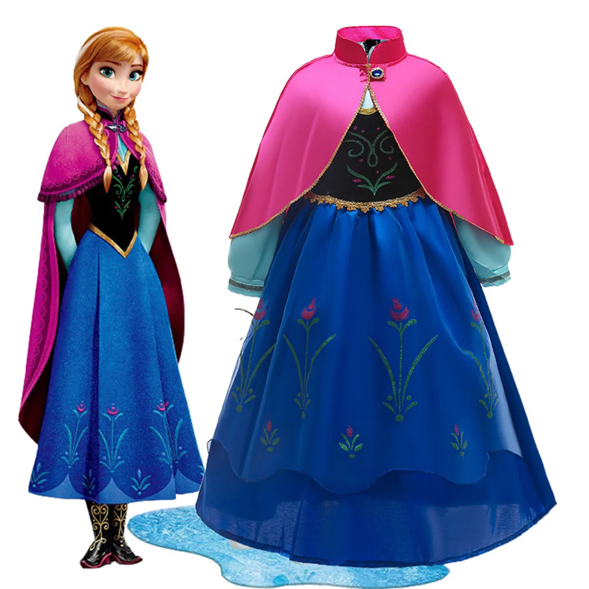 Shiny Toddler Little Girls Movie Princess Frozen  Anna Birthday Party Cosplay Halloween Fancy Dress Christmas Gift