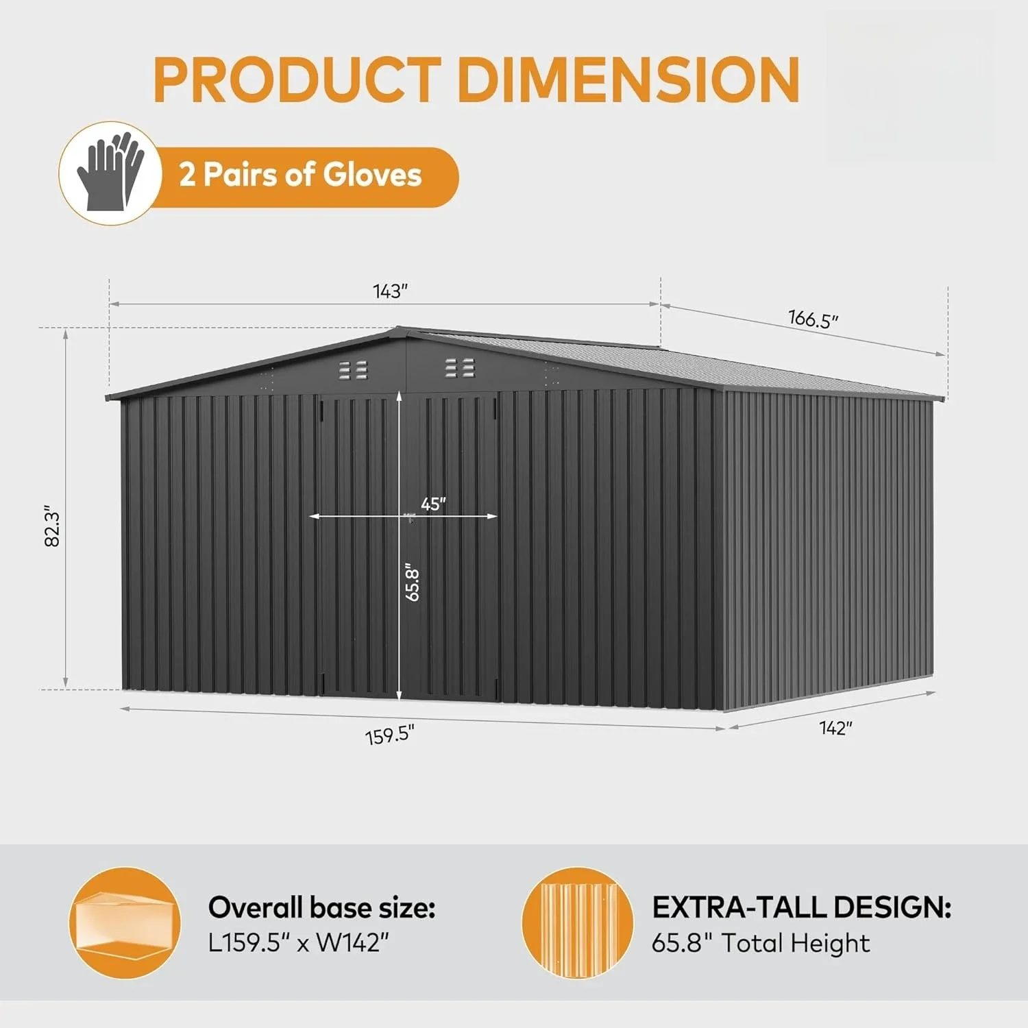 

Водонепроницаемый стальной садовый сарай 14 x 12 футов, металлический хозяйственный сарай для инструментов с дверью и замком, на заказ