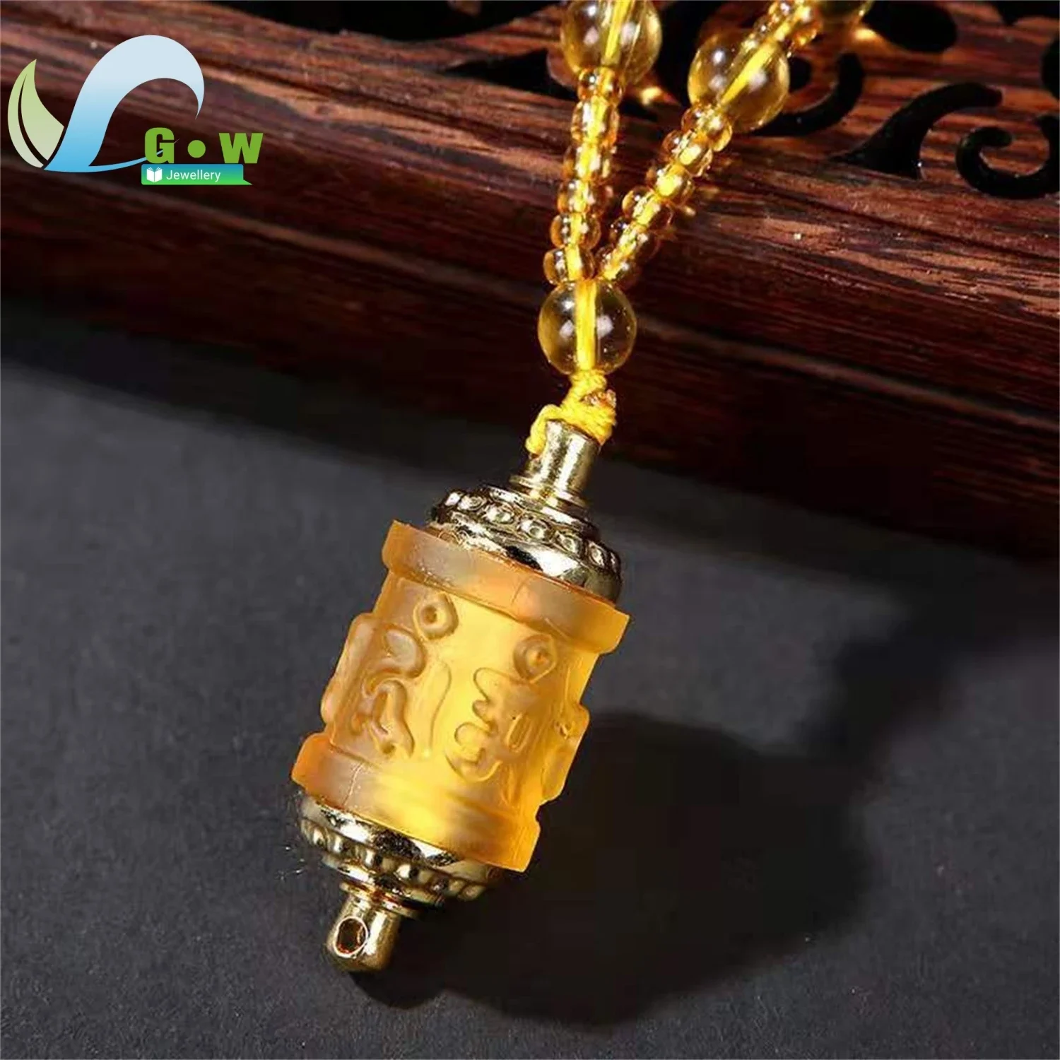 Spinning Prayer Wheel Pendant Art Glass Rotating Amulet Necklace Embedded Mantra Adjustable Layering Jewelry Car Charm Gift