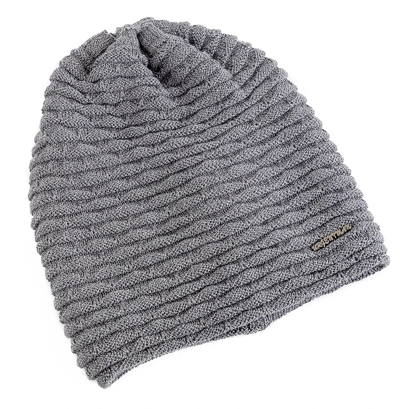 New Unisex Slouchy Winter Hats Add Fur Lined Men And Women Neck Collar And Hat Dual-use Casual Label Decor Winter Knitted Hats