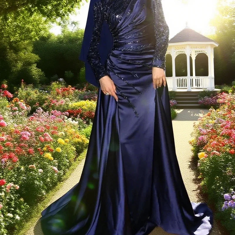 

Sequins Floral Prom Dresses A-line Customized Pleats Floor-Length robes Evening Dress customized