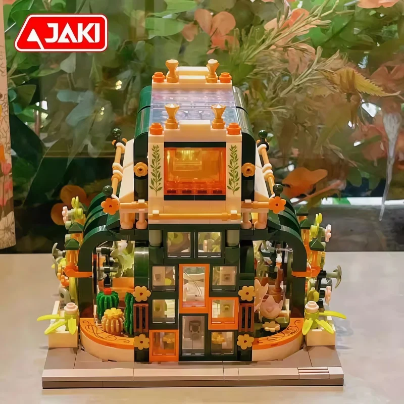 Jaki monet flor casa montagem blocos de construção jardim botânico anime modelo desktop ornamentos colecionáveis presentes do feriado