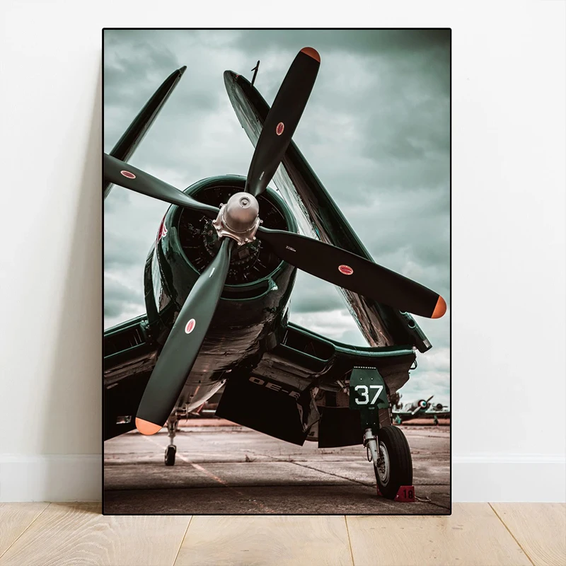 Retro Planes Fighter Jet Military Aircraft Launch Poster Canvas Printing Wall Art Picture for Office Living Room Home Decor Gift