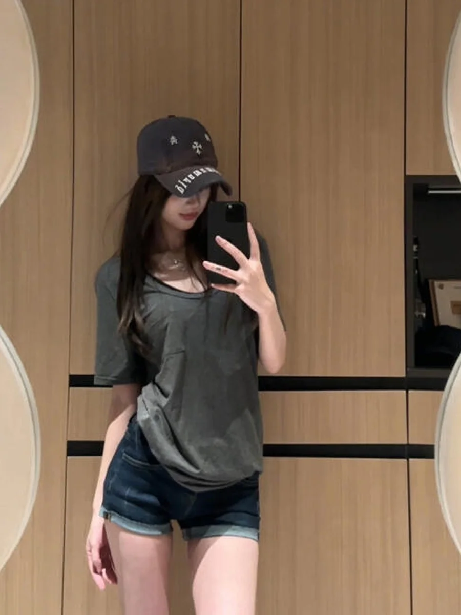 Retro Dark Elastic Low Waist Denim Super Short Shorts Women Summer New Sweet Cool Spicy Slimming Hot Pants Bodycon Shorts