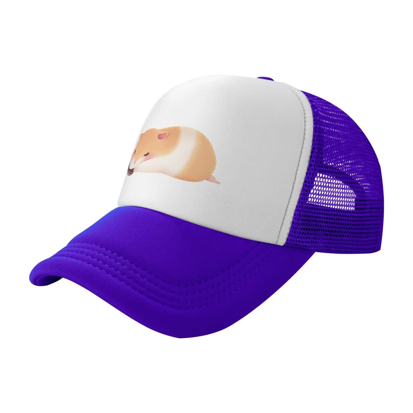 Mesh Dad Hat Adjustable Washed Lovely Hamster Sunflower Seeds Purple Baseball Cap Funny for Women Men Unisex