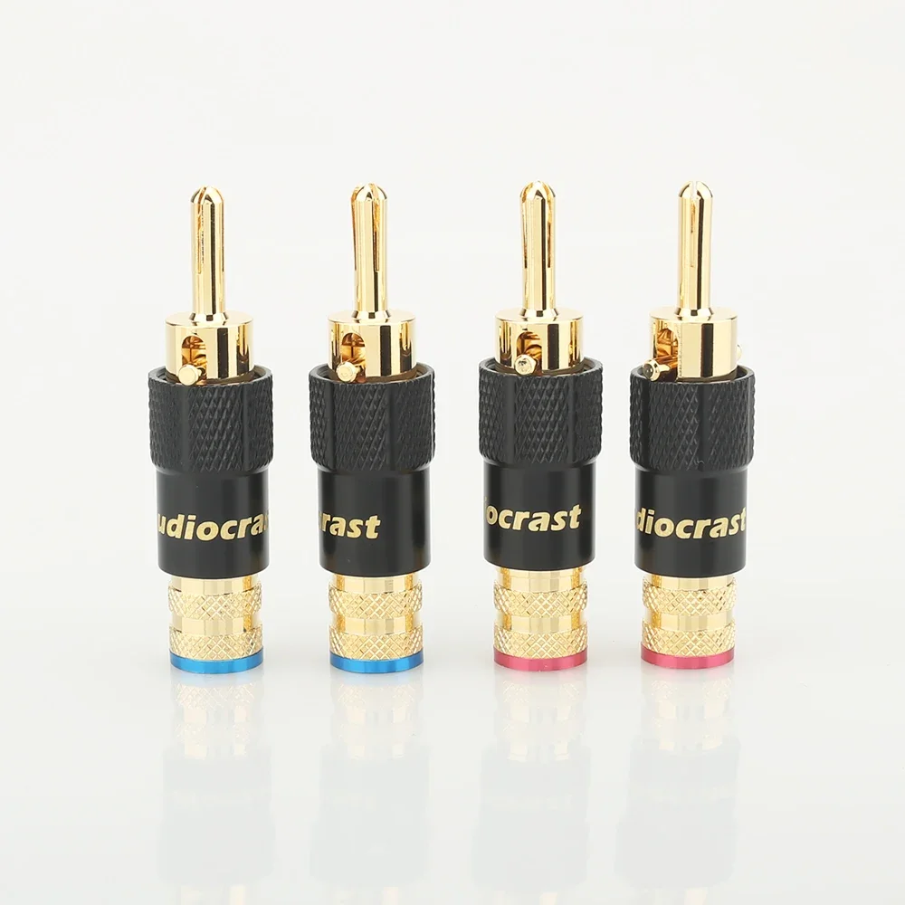 Audiocrast 24K Gold Plated Rhodium Banana Speaker Plug with Screw Lock 10mm Cable Connector High-Fidelity DIY Audio Cable Plug