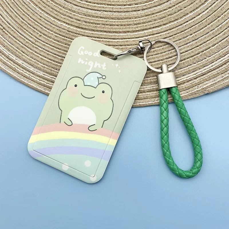 Cartoon Frog Card Holders for Students Cute Green Frog Card Case Adolescent IC Cards Transportation Card Holder