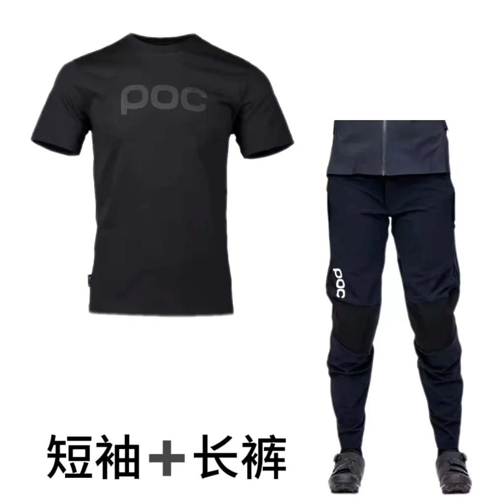 

New poc short sleeve trousers set cotton t-shirt cycling trousers mountain bike bike outdoor sports men and women