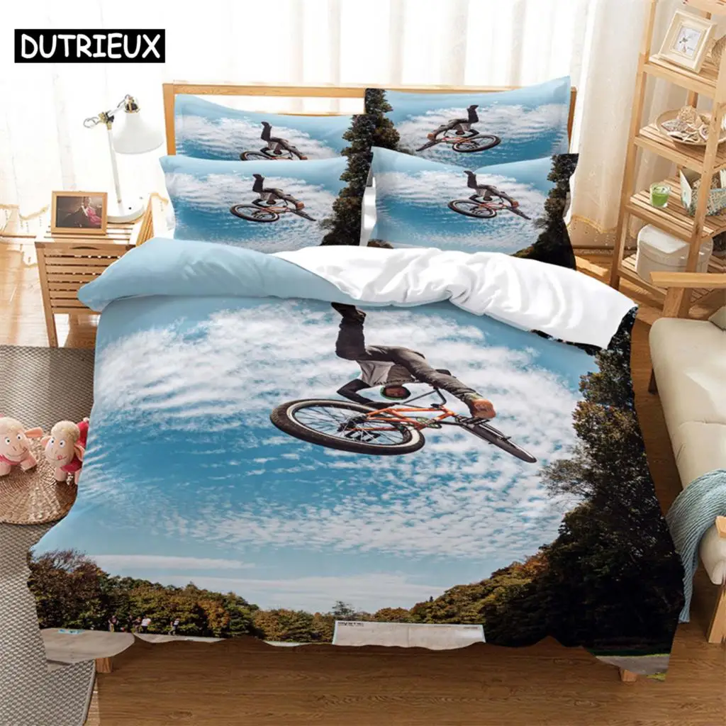 

Bedding Set with Bike Race Digital Printing, Cartoon Design, and Plain Weave Craft for North America and Europe Markets