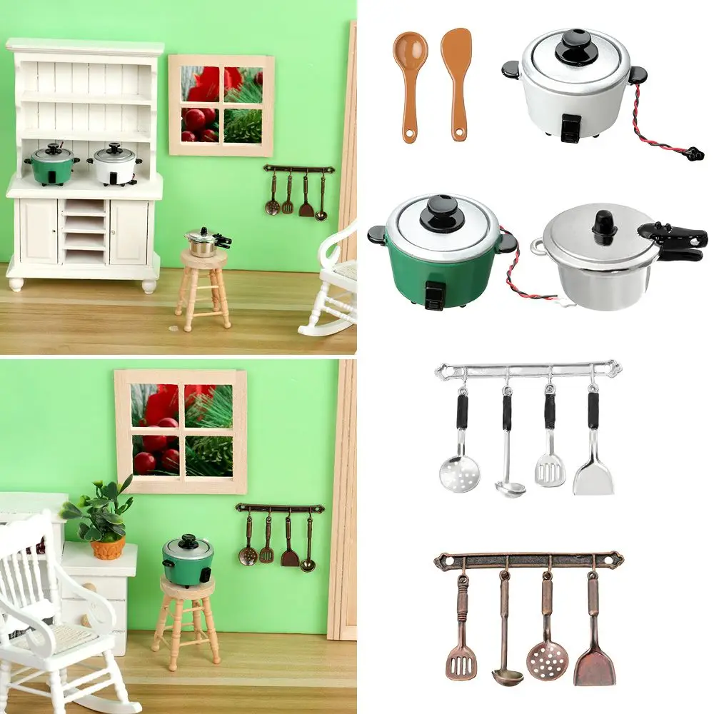 1Sets Simulation Mini Cutlery Set Dollhouse Furniture 1:12 Scale Spoon Pot Miniature Tableware Cookware Doll Accessories