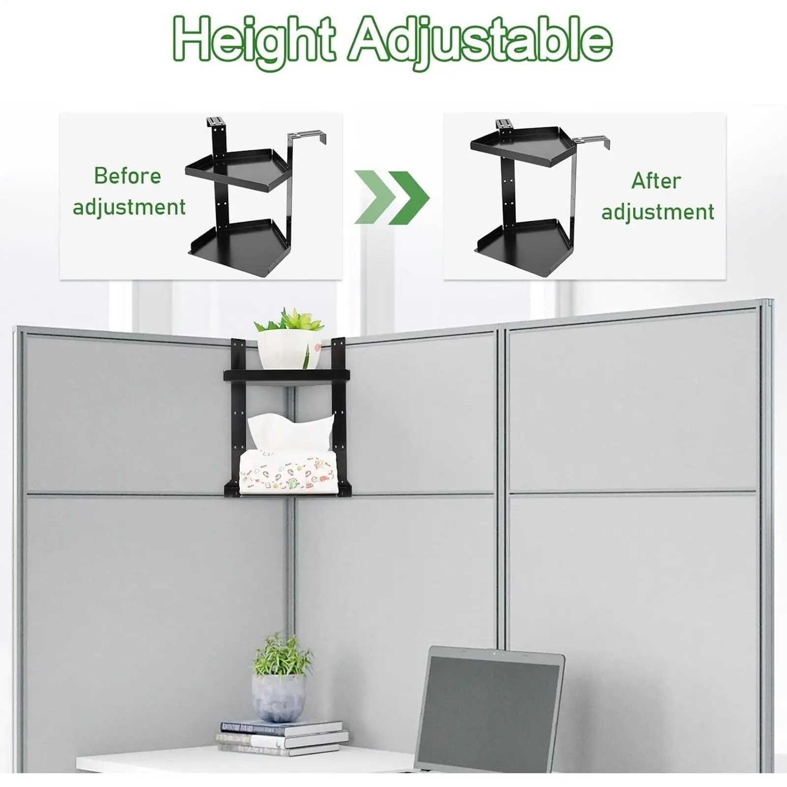 

Cubicle Shelf For Fabric Walls 2 Layers Organizer Height Adjustable Cubicle Storage Organizer With Hooks For Office Home Kitchen
