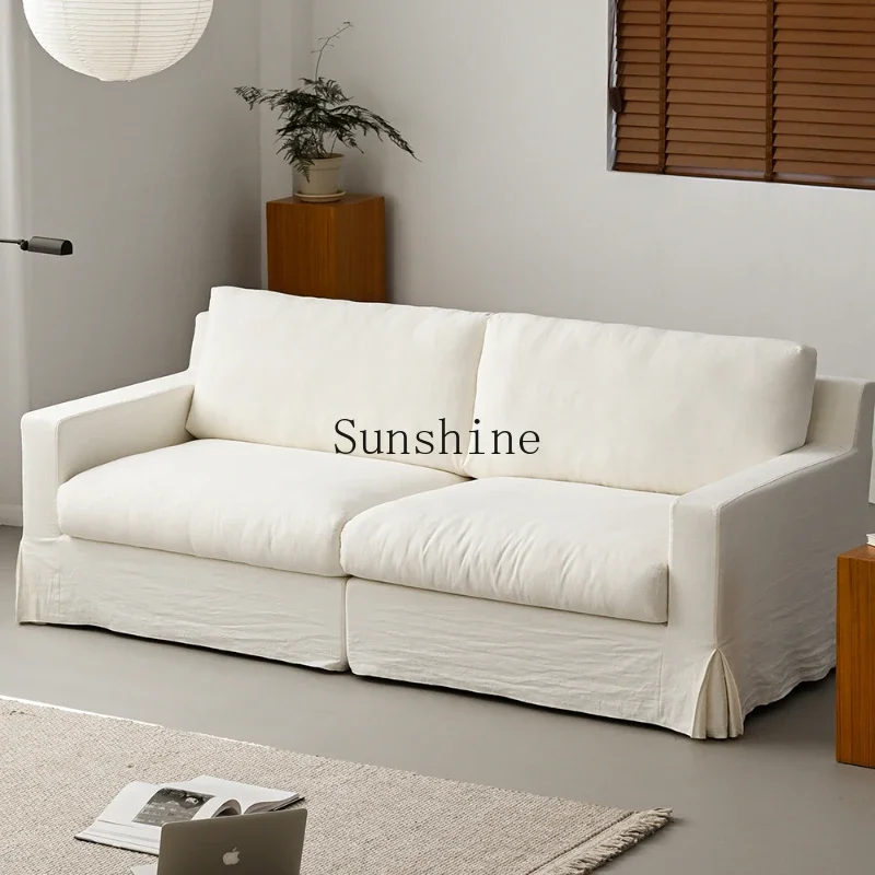 

Wabi Sand Wind White Cotton and Linen Fabric Removable and Washable Down Module Combination Sofa