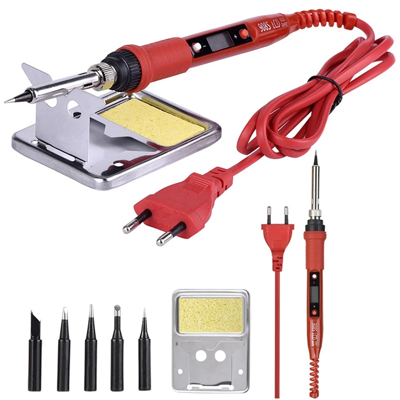 

220V 80W LCD Temperature Adjustable Soldering Iron With High-Quality Soldering Iron Tip And Kit,EU Plug